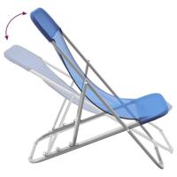 Strandstoelen 2 st textileen en gepoedercoat staal blauw - thumbnail