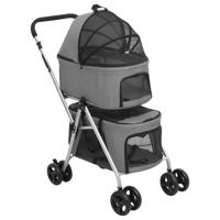 VidaXL Hondenwagen 2-laags inklapbaar 83x48x97 cm oxford stof grijs - thumbnail