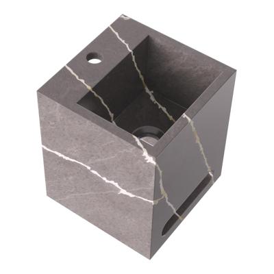 Brauer Nova Vrijhangende Fontein - 25 cm - met 1 Kraangat - Inclusief Blinde Ophanging - Marmerlook - Copper Brown