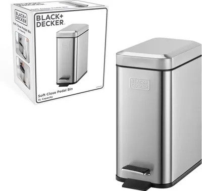 Black&Decker Pedaalemmer 5L RVS/Zwart Black&Decker Pedaalemmer 5L RVS/Zwart