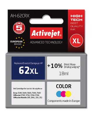 Activejet AH-62CRX inkt (vervanging HP 62XL C2P07AE; Premium; 18 ml; kleur)