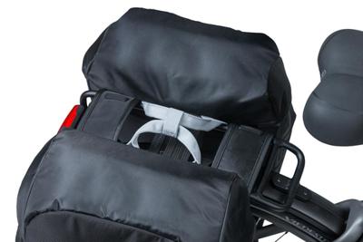 Basil miles double bag - waterdichte dubbele fietstas, unisex, sportief, zwart-limoen