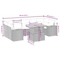 8-delige Loungeset met kussens poly rattan zwart - thumbnail
