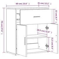 Dressoirs 2 st 60x31x70 cm bewerkt hout gerookt eikenkleurig - thumbnail
