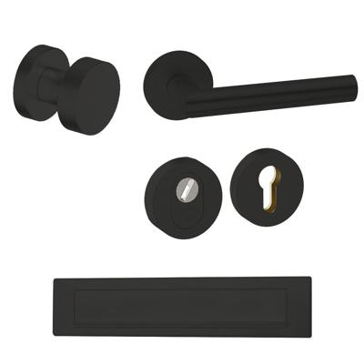 Hardbrass Voordeurset Piano rond SKG3 met kerntrekbeveiliging- zwart