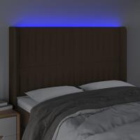 Hoofdbord LED 147x16x118/128 cm stof donkerbruin - thumbnail