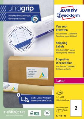 Etiket avery l7168-100 199.6x143.5mm wit 200st | 5 stuks