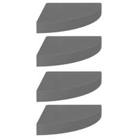 Hoekschappen zwevend 4 st 25x25x3,8 cm MDF hoogglans grijs - thumbnail