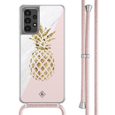 Samsung Galaxy A13 4G hoesje met rosegoud koord - Ananas Samsung Galaxy A13 4G hoesje met rosegoud koord - Ananas