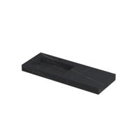 INK Pitch Wastafel Keramische Slab Links met Drain en Front en Side Skirts 1 Kraangat - 1200x450x90 mm - Lauren Black Mat - thumbnail
