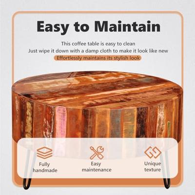 Salontafel rond massief gerecycled hout