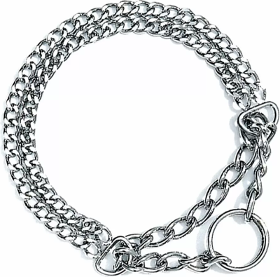 Dubbele ketting met stop - Kleine schakel - Verchroomd