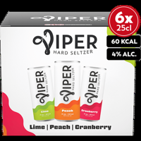 Viper Hard Seltzer Peach, Cranberry, Lime Mixpack 6x250ML bij Jumbo - thumbnail