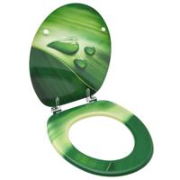VidaXL Toiletbril met deksel waterdruppel mdf groen - thumbnail