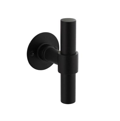 Intersteel Gatdeel deurkruk T-model recht op plat rozet - RVS/mat zwart