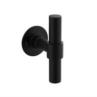 Intersteel Gatdeel deurkruk T-model recht op plat rozet - RVS/mat zwart - thumbnail