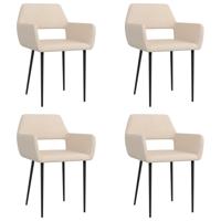 vidaXL Eetkamerstoelen 4 st stof crème - thumbnail