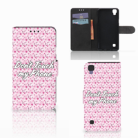LG X Style Portemonnee Hoesje Flowers Pink DTMP - thumbnail