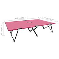 Ligbed 2-persoons inklapbaar staal roze - thumbnail