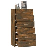 Dressoir met 6 lades 50x34x96 cm bewerkt hout gerookt eiken - thumbnail