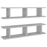 VidaXL Wandschappen 2 st 90x18x20 cm bewerkt hout betongrijs - thumbnail