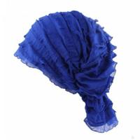 Moslim stapelen GLB chiffon fold tulband GLB chemotherapie GLB (Sapphire Blue) - thumbnail