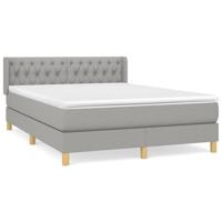 Boxspring met matras stof lichtgrijs 140x190 cm - thumbnail