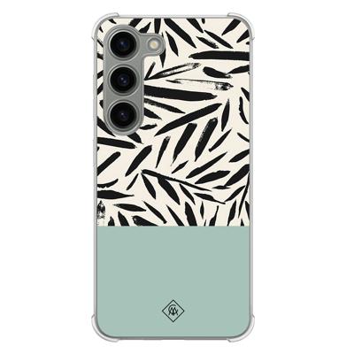 Samsung Galaxy S23 siliconen shockproof hoesje - Abstract mint palms Samsung Galaxy S23 siliconen shockproof hoesje - Abstract mint palms