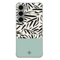Samsung Galaxy S23 siliconen shockproof hoesje - Abstract mint palms - thumbnail