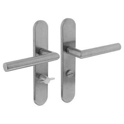 Intersteel Deurkruk Jura hoek 90° op schild met toilet-/badkamersluiting 63/8mm EN1906/4 - RVS