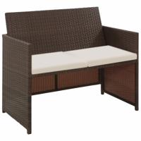 Tweezitsbank 100x56x85 cm poly rattan bruin - thumbnail