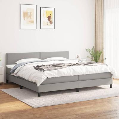 Boxspring met matras stof lichtgrijs 180x200 cm