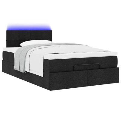 Ottoman bed met matras en LED's 90x190cm stof zwart