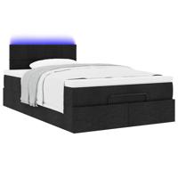 Ottoman bed met matras en LED's 90x190cm stof zwart - thumbnail