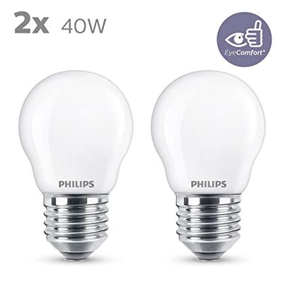 Philips Lighting 76391600 LED-lamp Energielabel F (A - G) E27 Kogel 4.3 W = 40 W Warmwit (Ø x l) 4.5 cm x 8 cm 2 stuk(s) Philips Lighting 76391600 LED-lamp Energielabel F (A - G) E27 Kogel 4.3 W = 40 W Warmwit (Ø x l) 4.5 cm x 8 cm 2 stuk(s)