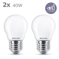Philips Lighting 76391600 LED-lamp Energielabel F (A - G) E27 Kogel 4.3 W = 40 W Warmwit (Ø x l) 4.5 cm x 8 cm 2 stuk(s) - thumbnail