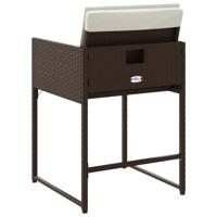 Tuinstoelen 4 st met kussens poly rattan bruin - thumbnail