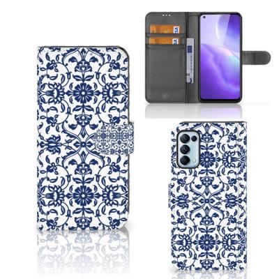 OPPO Find X3 Lite Hoesje Flower Blue OPPO Find X3 Lite Hoesje Flower Blue