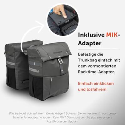 Newlooxs Vigo double fietstas - sportief, waterafstotend, zwart/grijs