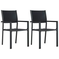 VidaXL Tuinstoel 2 st rattan-look kunststof zwart - thumbnail