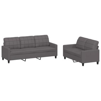 2-delige Loungeset met kussens kunstleer grijs