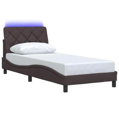 Bedframe met LED zonder matras 80x200 cm stof donkerbruin