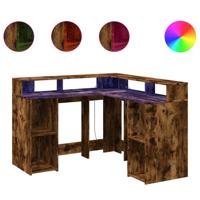 Bureau met LED-verlichting 130x130x91 cm hout gerookt eiken - thumbnail