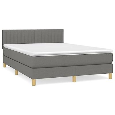 Boxspring met matras stof donkergrijs 140x190 cm
