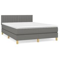 Boxspring met matras stof donkergrijs 140x190 cm - thumbnail