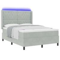 Boxspringbed met matras en LED fluweel lichtgrijs 140x190 cm - thumbnail