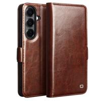 Qialino Samsung Galaxy S26 hoesje - Leren bookcase - Magnetische sluiting - Donkerbruin - thumbnail