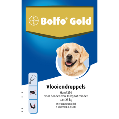 Bolfo Gold 250 hond vlooiendruppels 4 pipetten - thumbnail