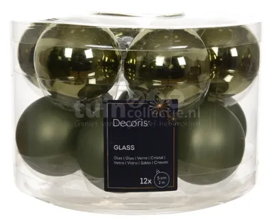 Kerstbal glas d5 cm rosemarijn 12st Decoris - Decoris