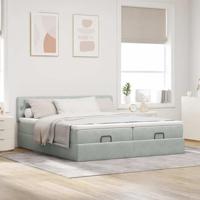Ottoman bed met matrassen en LED's 180x200cm fluweel lichtgrijs - thumbnail
